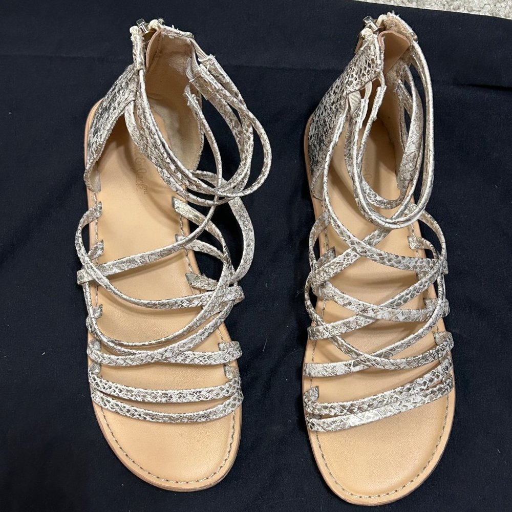 Cat & Jack Snake Print Open Toe Gladiator Sandals Girls Size 3